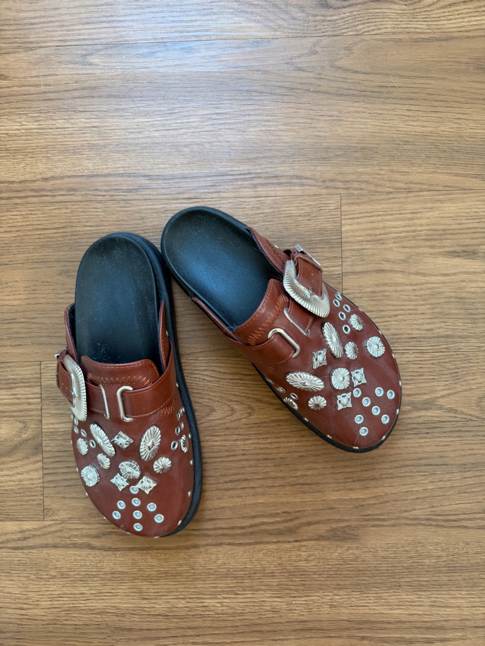 Brown western slip on shoes